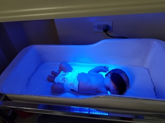  Newborn in treatment with LED phototherapy