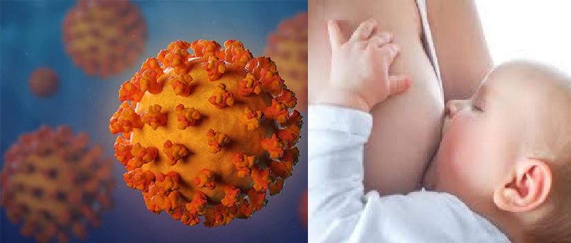 imagen de lactancia materna y de coronavirus